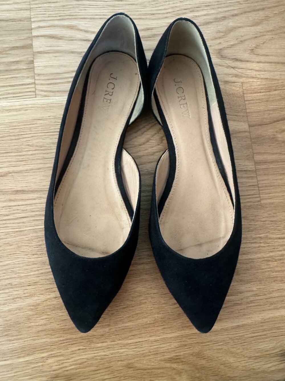 J Crew black suede flat